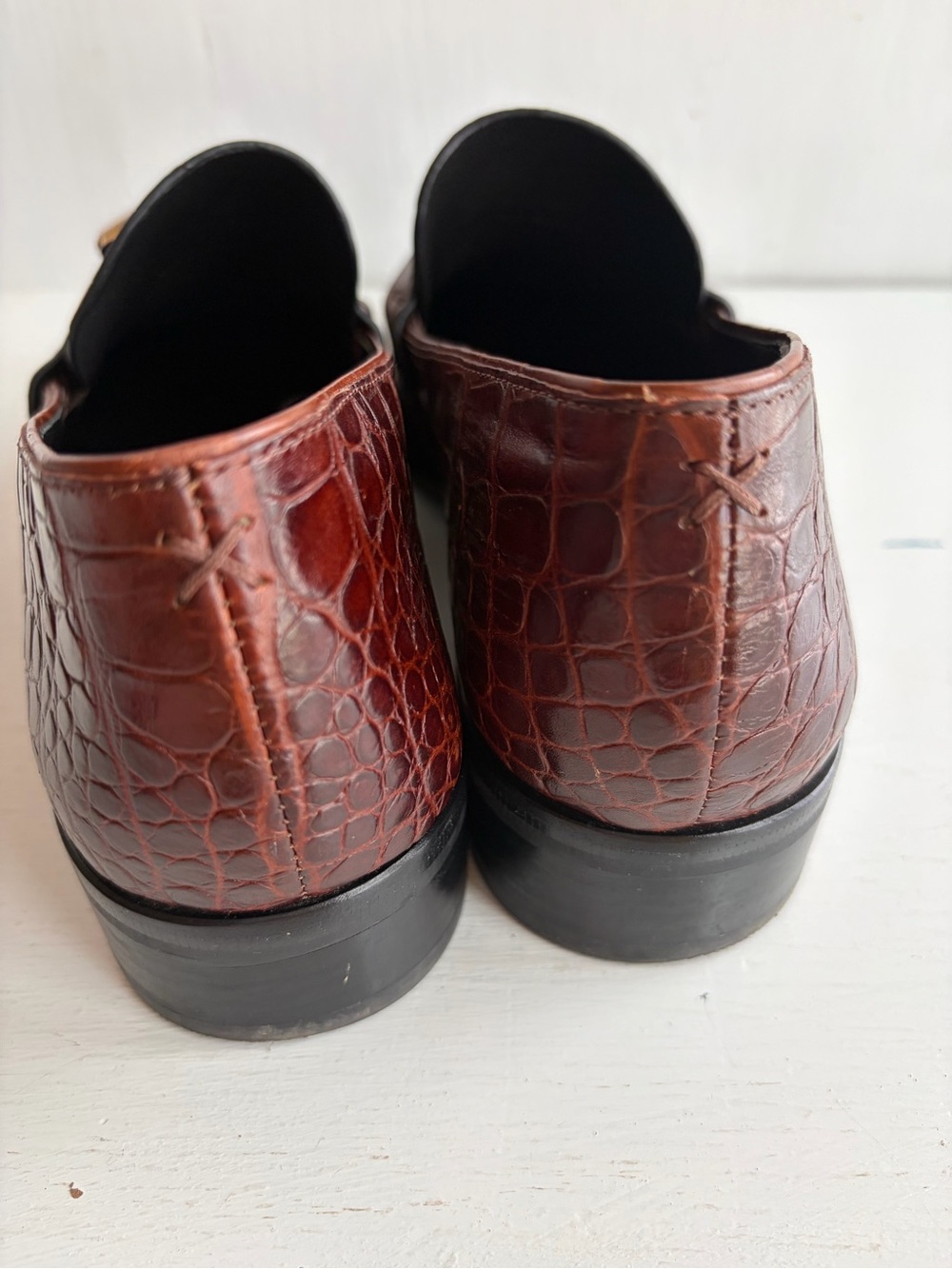 rag & bone Brown Croc-Embossed Leather Loafers – Silver Logo Hardware - Picture 8 of 11